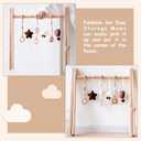 Wooden Baby Play Gym with Mat, Foldable Baby Play Gym Frame Activity Gym Hanging Bar with 6 Gym Baby Toys Rainbow Playmats for Newborn Baby (Natural)