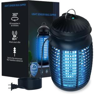 Bug Zapper with Light Sensor, Mosquito Zapper Outdoor 4200V Electric Insect Killer, Waterproof Mosquito Killer, Fly Zapper, Fly Trap for Home Backyard Garden Patio, Mosquito Repellent Outdoor