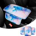 Upgraded Universal Car Center Console Cover, Microfiber Leather Armrest Cover with Storage Bags, Car Armrest Cushion, Comfortable and Durable Interior Accessory for Most Vehicles, Colorful Marble