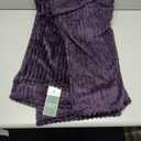 PAVILIA Super Soft Fleece Throw Blanket Twin Purple Eggplant, Fuzzy Plush Flannel Throw, Warm Cozy Ribbed Microfiber Blanket for Sofa Couch Bed, Lightweight Striped Blanket, Purple, 60x80