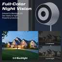 Window Cameras for Home Security: Indoor Camera for Outdoor Monitoring with 2K Full Color Night Vision Motion Human Vehicle Detection Easy Installation (2.4Ghz-2pcs)