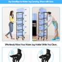 5 Gallon Water Jug Holder, Movable 5 Tier Heavy Duty Water Rack with 4 Wheels, Rack for Water Jug Storage, Space Saving Water Stand for Five 5 Gallon Water Jugs, Black