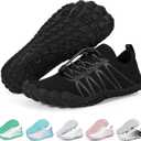 Hike Barefoot Water Shoes for Women Men Footwear, Quick Dry Wide Toe Box Pro Beach Swim Athletic Sports Shoes, Non-Slip Lightweight Aqua Shoe for Pool Hiking Walking Kayaking Diving Surfing (A3 Black)