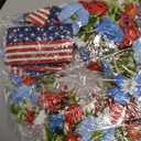 Suncalla Patriotic Wreaths with Bow 4th of July Red White Blue Flowers Outdoor for Front Door Memorial Day 250th Anniversary American Flag Large Bow Wreath for Independence Day Home Decor
