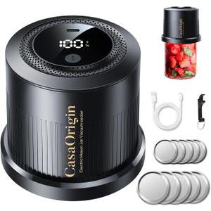 Electric Mason Jar Vacuum Sealer Kit for Wide & Regular Mouth Jars, Automatic Jar Sealer for Canning and Food Storage, Includes Lids