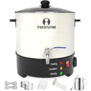 10L Commercial Wax Melter for Candle Making, 10Qts/20Lbs Extra Large Electric Wax Melting Pot for Candle Business with Efficient Pour Spout & Accurate Temperature control, No Cloggy & Simple Cleanup, White 