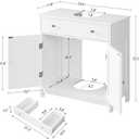 TEENFON Pedestal Sink Storage Cabinet with 2 Doors and Drawer, Bathroom Sink Cabinet, Under Sink Storage with U-Shape Cut-Out, White