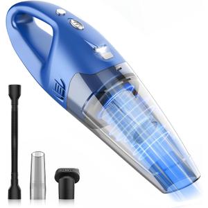YOOHI Handheld Vacuum Cordless Rechargeable,Car Vacuum Cleaner with LED Light/Multi Accessories，1.5lbs Lightweight Dust Cordless Rechargeable for Car and Home, Mine Portable Vacuum, Blue