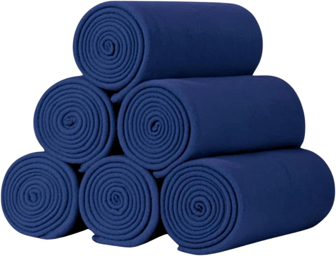 ZYFZCYBL Fleece Throw Blankets Lightweight Warm Soft Cozy Pet-Friendly Bulk Fleece Throw Blanket Solid for Home Bed, SofaOffice,Gifts, Couch (Pack of 6-50 x 60 inchNavy)