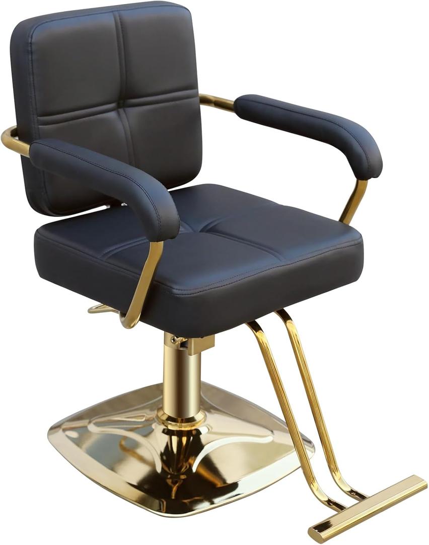 Stylist Chairs for Salon, 360 Degree Rotating Barber Chair Hydraulic Pump Salon Chair, Spa Beauty Equipment for Hair Stylists, Tattoo Artists, Cosmetologists (Gold)