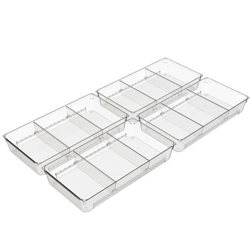 Cq acrylic Clear In Drawer Organizer Set With 12 Adjustable Size Compartments Plastic Drawer Dividers Organizer Bins for Bathroom,Bedroom,Vanity,Desk Drawer Makeup Organizer Trays,Set of 4 Cq acrylic Clear In Drawer Organizer Set With 12 Adjustable Size Compartments Plastic Drawer Dividers Organizer Bins for Bathroom,Bedroom,Vanity,Desk Drawer Makeup Organizer Trays,Set of 4
