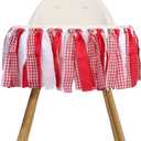 Red And White Gingham Banner/Garland - Red Gingham Banner For Baby Shower,First Birthday High Chair Bunting For Boy,Wall Hanging, Nursery Decor (red)