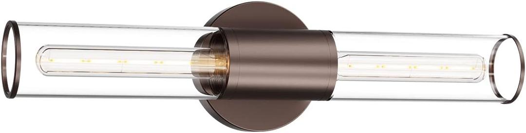 Bathroom Vanity Light Fixture, 2-Light Oil Rubbed Bronze Wall Sconce Lighting Fixture with Clear Glass, Indoor E26 Socket Wall Lamp for Mirror Living Room Hallway(Bulb Not Included)