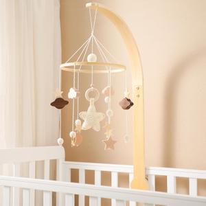 let's make Baby Crib Mobile with Arm Boho Star Moon Nursery Mobile Set Wooden Baby Mobile Holder for Hanging Nursery Decor Ceiling Mobile