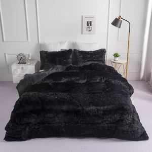 chovy Faux Fur Plush Black Comforter Sets Full/Queen - Ultra Soft Shaggy Flannel Velvet Fluffy Fuzzy 3PC Bedding Set Comforter x 1 Pillowcases x 2 1