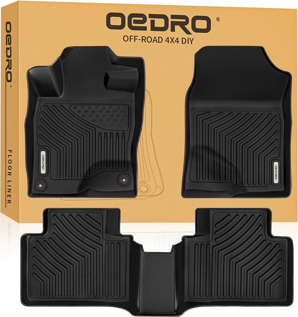 OEDRO Floor Mats Fit for Honda Civic 10th Gen 2016-2021 Sedan/Hatchback/Sport/Coupe/Type R, TPE All Weather Car Liners Tailored Fit for Honda Civic Accessories, 1st and 2nd Row