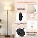 Upgraded Dimmable Floor Lamp for Living Room,1000 Lumens Bulb Included, Modern Floor Lamps Simple Design with Linen Shade, Tall Standing Lamp for Bedroom Office Dining Room, Black Pole Lamp