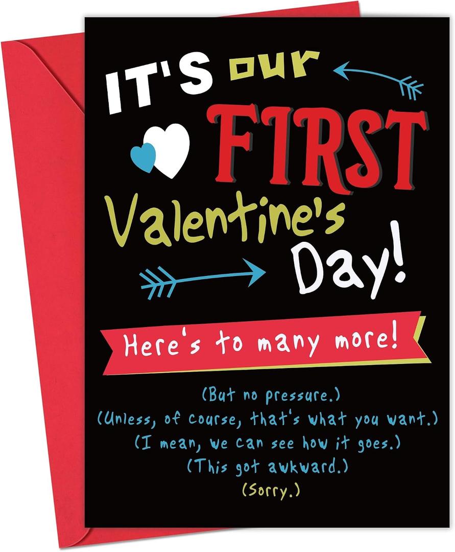 3 x First Valentines Day Card - Romantic Valentine Cards for Boyfriend Girlfriend Fiance Fiancee, Sweet Valentines Day Gifts for Him Her Wife Husband, Funny Valentine Gifts for Men Women