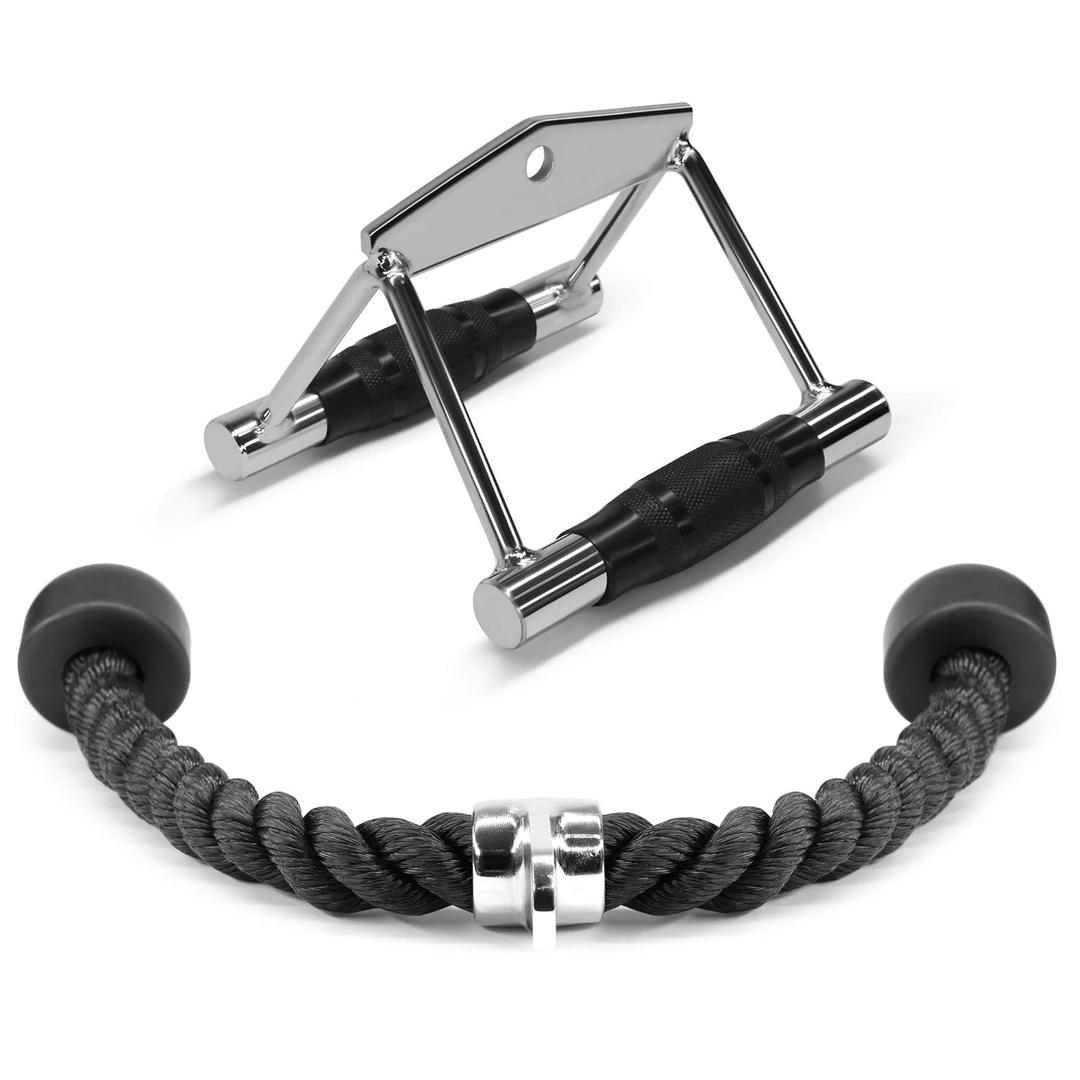 Yes4All Combo Double D Handle, Tricep Rope, Straight Bar & V Bar, Multi Cable Machine Accessories, Tricep Press Down & LAT Pulldown Attachments for Home Gym Set Yes4All Combo Double D Handle, Tricep Rope, Straight Bar & V Bar, Multi Cable Machine Accessories, Tricep Press Down & LAT Pulldown Attachments for Home Gym Set