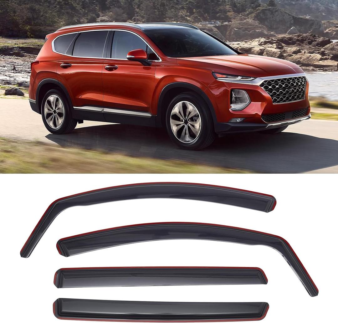 DORENA in-Channel Rain Guards Window Visors Fit for Hyundai Santa Fe 5 Seats 2019 2020 2021 2022 2023(Not for XL 7 Seat) Window Deflectors, Vent Deflector, Vent Window Visors Car Accessories 4pcs