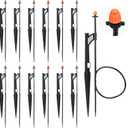 12 Sets 360Drip Micro Spray Emitters with Sprinkler Stake, Drip Sprinkler Heads with Adjustable Riser 1/4" Irrigation Tubing and Barbed Coupler,Micro Sprinkler Assembly for Garden Irrigation System