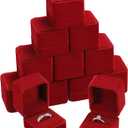 Zhanmai 12 Pcs Valentines Day Velvet Ring Box Jewelry Box Earring Jewelry Case Gift Boxes for Wedding, Engagement, Birthday and Anniversary 2.12 x 1.77 x 2 Inch(Red)