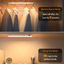 WILLED 3000K Closet Lights Motion Sensored, Battery Display, 60 LED Touch Light Bar, Motion Sensor Light Indoor, Under Cabinet Lights Rechargeable, Stick on Light for Closet, Kitchen, Hallway, 4 Pack