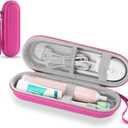 Toothbrush Travel Case for Oral B/Oral-B Pro 1000 1500 5000 7000 & Philips Sonicare 4100 1100 5300 5100 6100/iO Electric Toothbrush, Hard Protective Storage Bag (Pink)