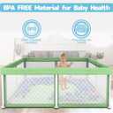 TOREVSIOR Foldable Baby Playpen with Mat, 50"50" Collapsible Play Pen for Babies and Toddlers, Indoor & Outdoor Kids Safety Play Pen, Portable Play Yard, Foldable Baby Playpen with 50 Ocean Balls