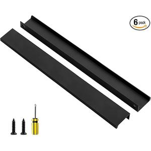 Ravinte 6 Pack Finger Pulls for Cabinets 300mm/11.81" Length Black Pulls