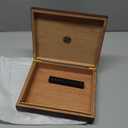 Cigar Humidor - Holds 20 Cigars - Spanish Cedar Wood - Portable Desktop Storage Box with Divider, Humidifier, Hygrometer - Macassar Brown & Black - Gift for Men