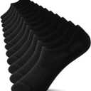 Irisbear Womens No Show Socks, Thin Cotton Non Slip Low Cut Socks 6 Pairs (12-14, Black)