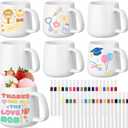 42 Pcs Make Your Own Mug Painted Ceramic Mugs to Paint Kit 12 oz Painted Mug Color Your Own Cups Decorate Coffee Cup DIY Ceramic Cup for Birthday Mothers Fathers Day Gift Christmas Graduation Gifts
