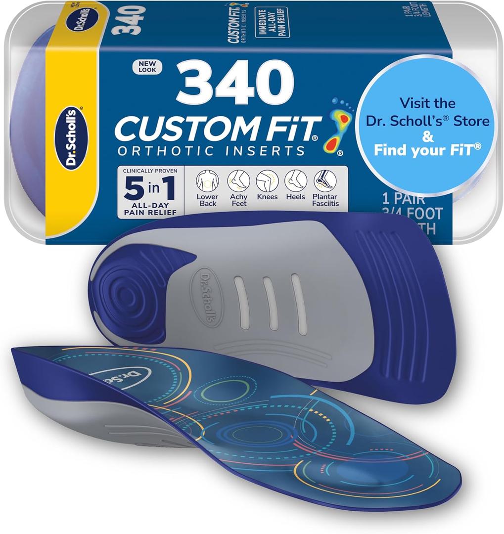 Dr. Scholls Custom Fit Orthotics 3/4 Length Arch Support Shoe Inserts - Plantar Fasciitis Relief Insoles for Men and Women, Immediate All-Day Total Lower Body Pain Relief, FSA HSA Eligible, CF340
