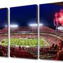 Canvas Wall Art American Football Painting for Living Room Chiefs Sports Stadium Decoration Kansas City, Missouri Prints on Canvas Giclee Artwork Stretched and Frame 3 Panels Ready to Hang 24x36 in