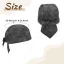 2 Pcs Leather Biker Skull Cap for Women Distressed Motorcycle Bandana Doo Rags Adjustable Skull Cap (Distressed Black,old Brown)