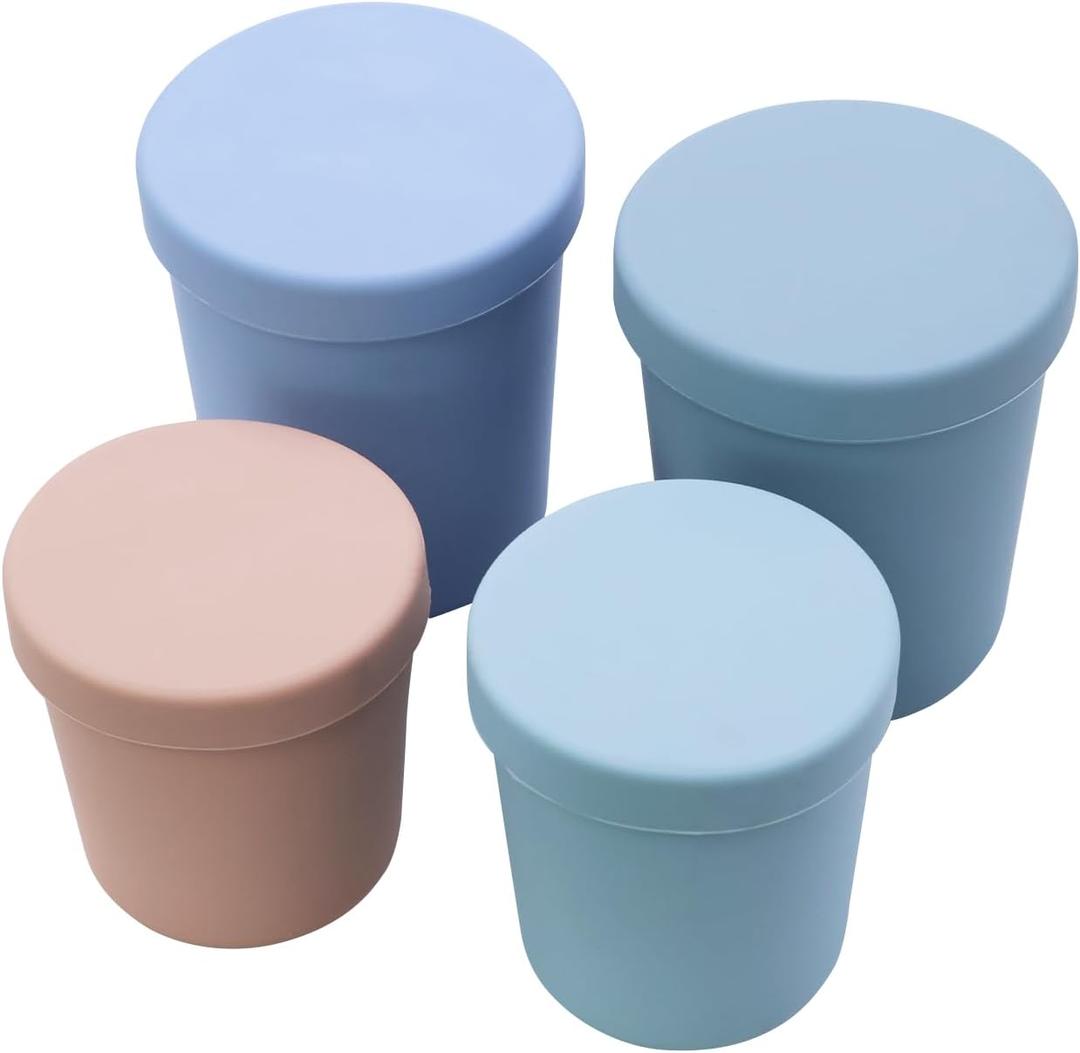 4 Pack Silicone Baby Food Storage Containers - 4oz Reusable Small Baby Food Jars with Lids