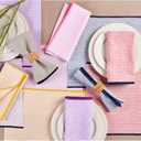 Solino Home Stripe Linen Dinner Napkins Set of 4-100% Pure Linen Cornflower Blue Cloth Napkins 20 x 20 Inch - Carmine, Handcrafted and Machine Washable - Winter, Spring, Easter