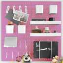 Wall-Mounted Pegboard Kit, 25.2" x 25.2" Organizer Panel  Large, Cost-Effective & Nail-Free Installation Pink