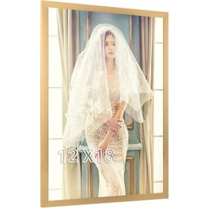 12x18 Gold Picture Frame, Ornate 18x12in Poster frame, 12 by 18 Canvas Frame, Large Gallery Family Concert Portrait Landscape Photo Wall Frame, Anniversary/Birthday/Wedding/Thank you/Christmas Gift