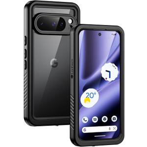 Lanhiem Pixel 10 Pro XL Case, IP68 Waterproof Dustproof Case with Built-in Screen Protector, Rugged Full Body Shockproof Protective Clear Cover for Google Pixel 10 Pro XL 6.8 Inch, Black