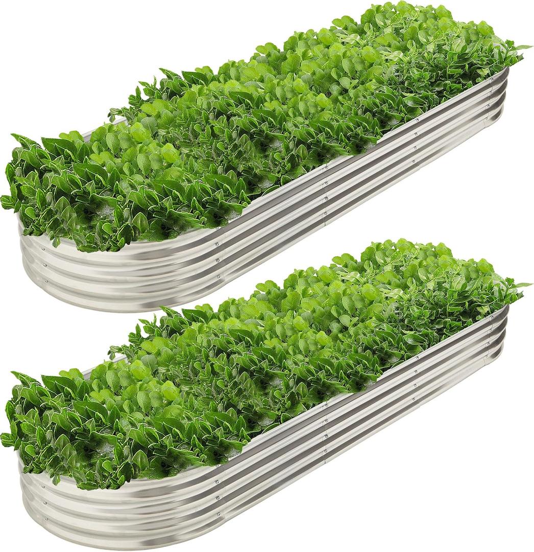sunny cosy 9' x 3' Metal Oval Raised Garden Bed Planter (2 PK)