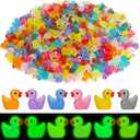 250 Pcs Mini Resin Ducks Glow in The Dark, Tiny Animals Figures to Hide Luminous Miniature Plastic Duck for Fish Tank Aquarium Fairy Garden Dollhouse Micro Landscape Birthday Parties Decor
