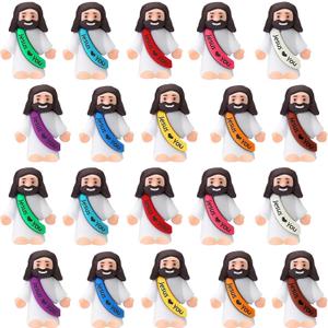 AKFAHOIF 20PCS Little Jesus Figures, Mini Jesus Figurines in Bulk, Multicolor Tiny Jesus Figures, Miniature Figurines to Hide and Seek Religious Gifts for Easter Egg Stuffers