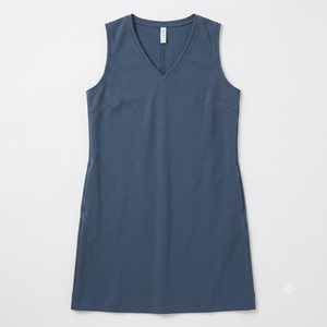 ODODOS Modal Soft V-Neck Tank Dress for Women Sleeveless Sundress Casual Relaxed Summer Dress with Pocket, Deep Blue, X-Large