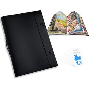 Puzzle Storage Folder Keeper for Enthusiasts, Jigsaw Binder 20"x 28" Iarge Capacity 1000-Pieces Puzzle Organizer Accessory Comes with 12 Puzzles Stickers