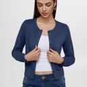 REORIA Womens 2025 Fall Fashion Lightweight Long Sleeve Button Down Casual Wool Blend Cardigan Sweaters (Blue)