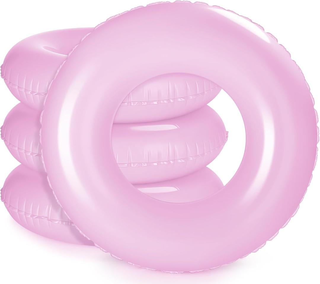 ShinyRelief 4 Pcs Inflatable Pool Floats 33 Inch Swim Rings for Adults Colorful Swim Inner Tube Swimming Ring Raft Float Toys for Beach Swimming Pool Party Supplies(Light Purple) (Outer diameter: about 33")