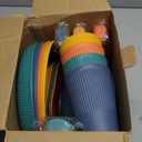 48 Pcs Dinnerware Sets, Unbreakable Plates and Bowls Sets, Reusable Dinnerware Sets for 4 People, Travel Camping Picnic Home Party Cutlery Set, Dishwasher Microwave Safe Dishes (Colorful)