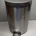 Amazon Basics Round Cylindrical Trash Can with Soft-Close Lid, Foot Pedal, Removable Inner Bucket, Smudge Resistant, 20 l/5.3 gallon, Brushed Stainless Steel